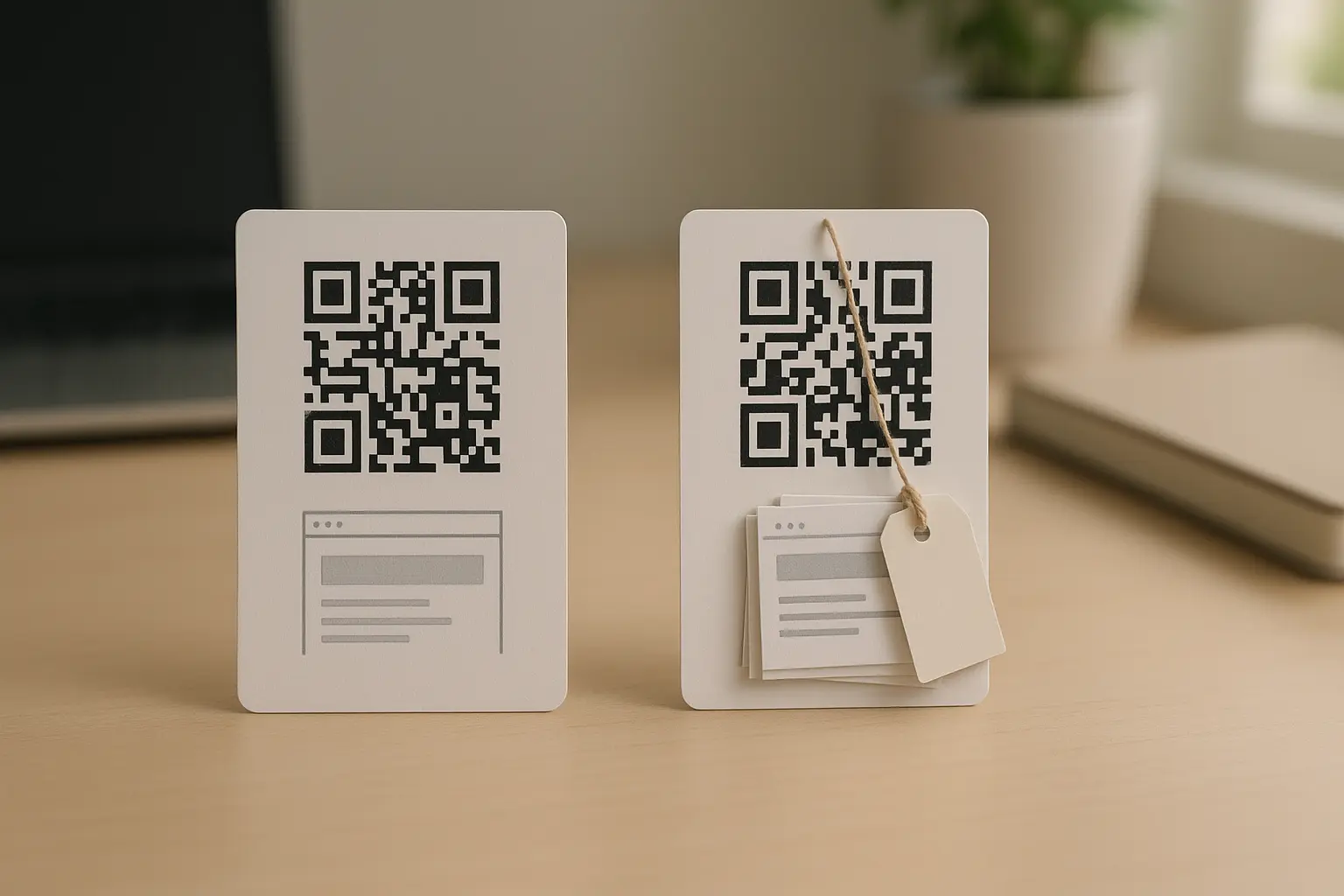Two QR code cards showing the idea of static versus dynamic destinations